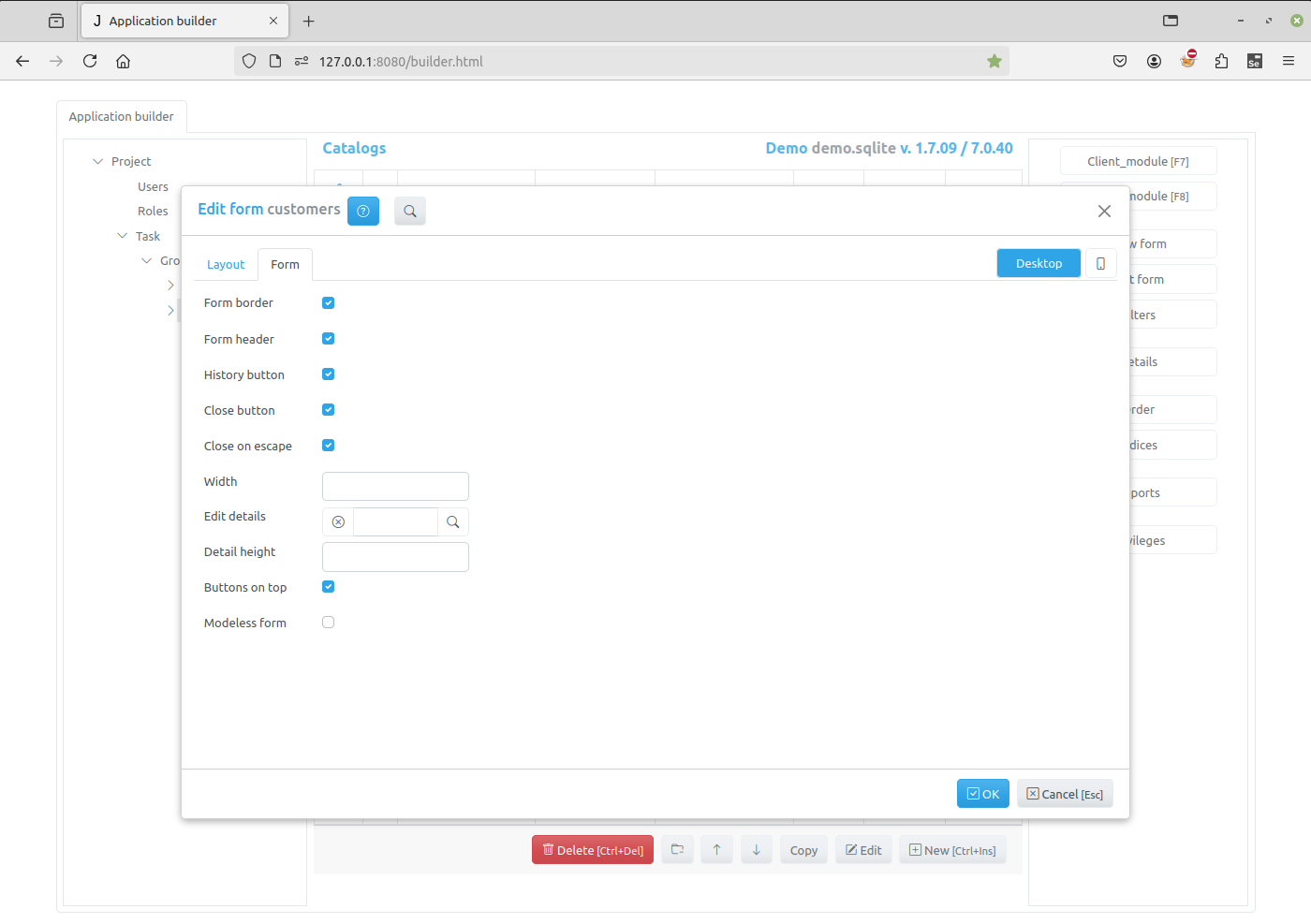 Edit Form layout tab