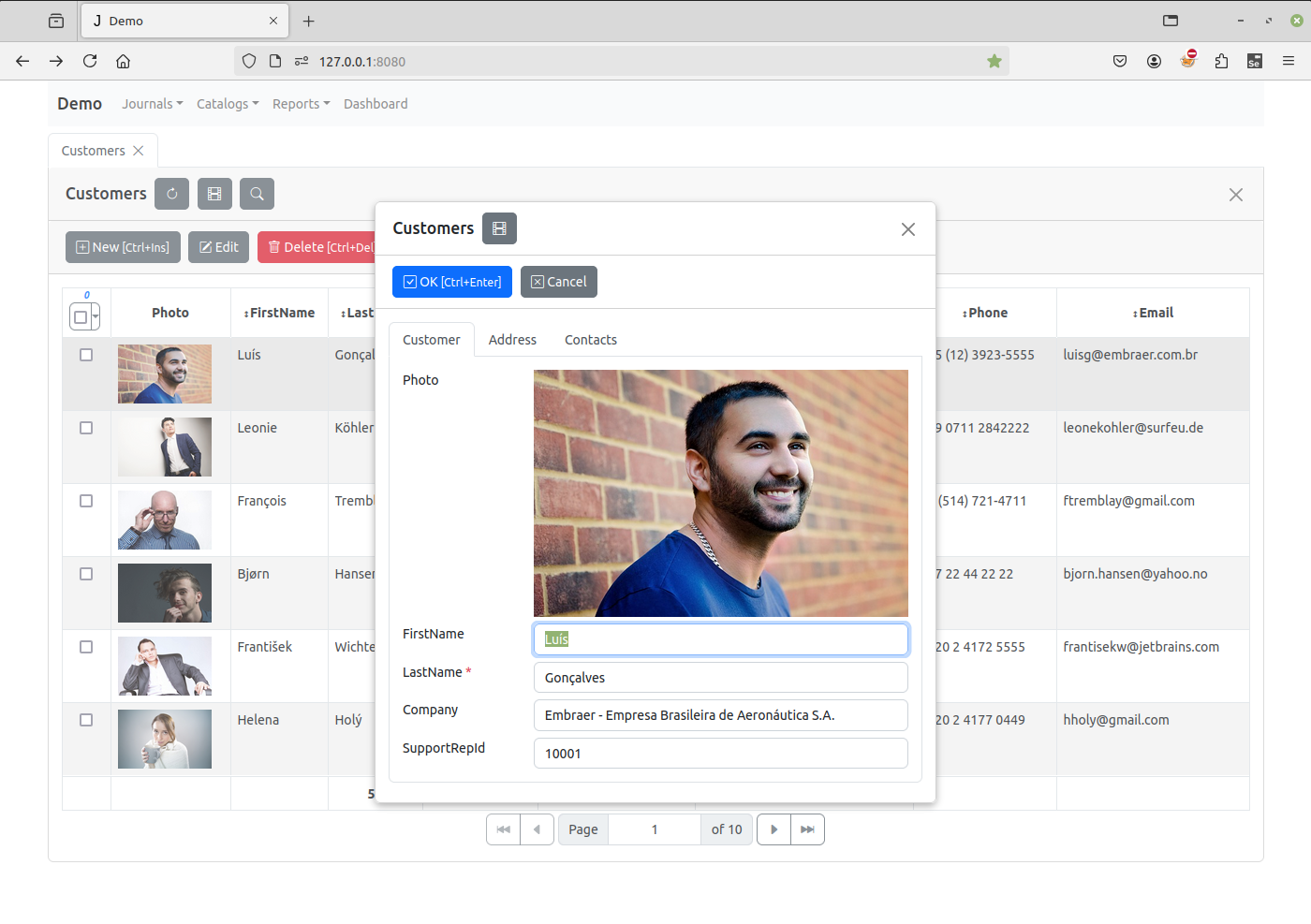 Edit form template with tabs