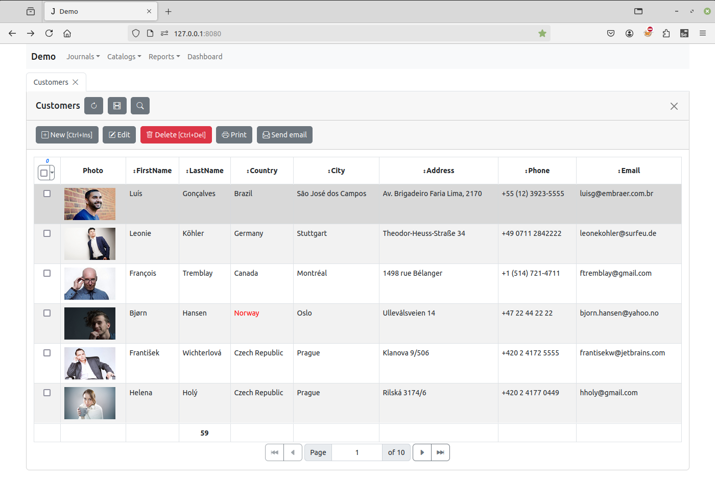 View form template with buttons at the top